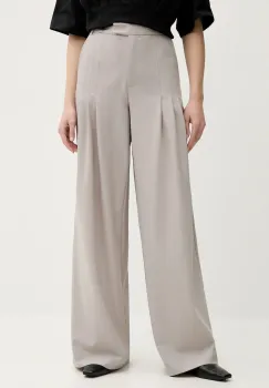 Remain pantaloni din lana culoarea gri, lat, high waist, 5024733058 imagine