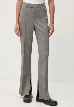 Remain pantaloni Herringbone Slim Pants femei, culoarea gri, lat, high waist, 5018733038 imagine