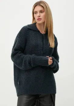 Remain pulover de lana femei, culoarea albastru marin, light, 502025 imagine