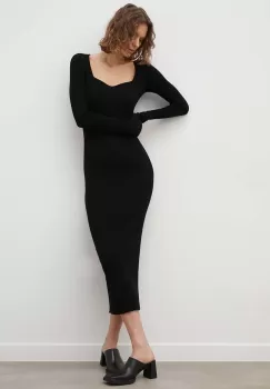 Remain rochie culoarea negru, maxi, mulata imagine