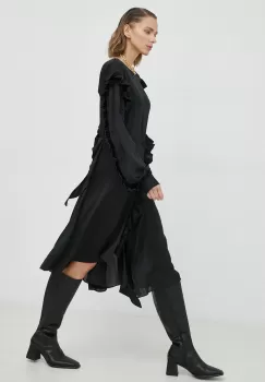 Remain rochie culoarea negru, midi, evazati imagine