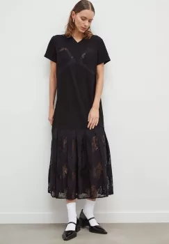 Remain rochie culoarea negru, midi, evazati imagine