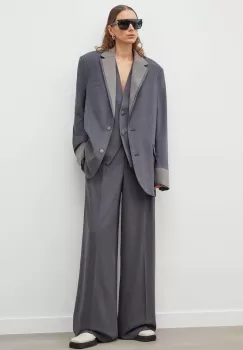Remain sacou culoarea gri, oversize, neted imagine