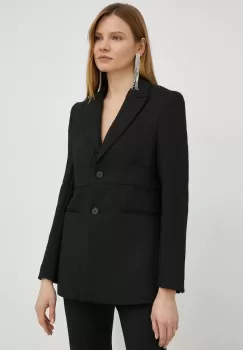 Remain sacou culoarea negru, un singur rand de nasturi, neted imagine