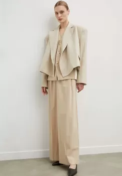 Remain sacou de in culoarea bej, oversize, neted imagine