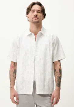 Resterods camasa din bumbac Ron Shirt barbati, culoarea alb, cu guler clasic, relaxed, 10251.7410 imagine