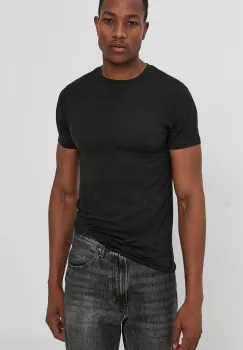 Resterods Tricou (2-pack) barbati, culoarea negru, material neted imagine