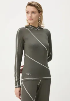 Resume bluza CoraRS femei, culoarea verde, cu gluga, neted, 222291209 imagine