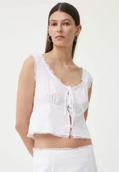 Resume bluza din bumbac BernadetteRS Top femei, culoarea alb, neted, 121671175 imagine