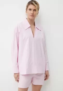 Resume bluza din bumbac VictoriaRS Shirt femei, culoarea roz, neted, 19610951 imagine