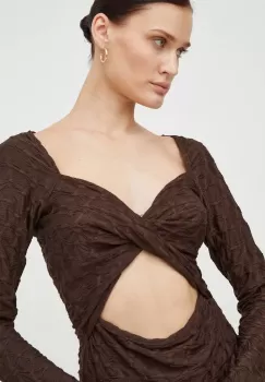Resume bluza femei, culoarea maro, neted imagine