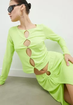 Resume bluza femei, culoarea verde, neted imagine
