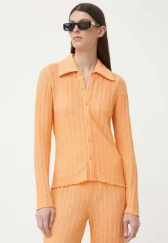 Resume camasa AbbyRS femei, culoarea portocaliu, cu guler clasic, slim, 20471120 imagine