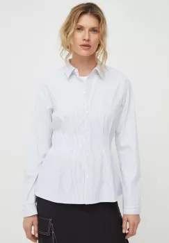 Resume camasa femei, culoarea alb, cu guler clasic, slim imagine
