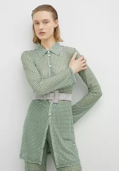 Resume camasa femei, culoarea verde, cu guler clasic, regular imagine