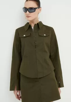 Resume geaca jeans femei, culoarea verde, de tranzitie imagine