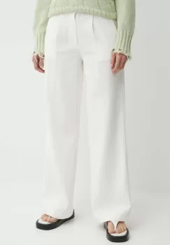 Resume pantaloni de bumbac AnselRS Pant culoarea alb, drept, high waist, 20611125 imagine