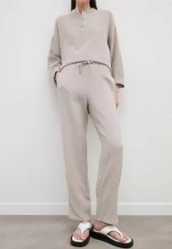 Resume pantaloni de bumbac culoarea bej imagine