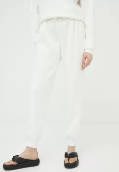 Resume pantaloni de trening femei, culoarea alb, melanj imagine