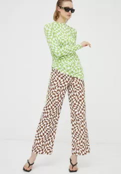 Resume pantaloni femei, culoarea maro, lat, high waist imagine