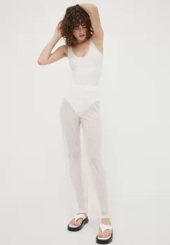 Resume pantaloni Rayanna femei, culoarea alb, drept, high waist imagine