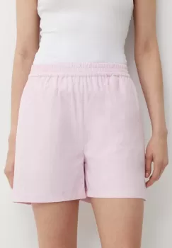 Resume pantaloni scurti din bumbac AllanRS Shorts culoarea roz, neted, high waist, 20180951 imagine