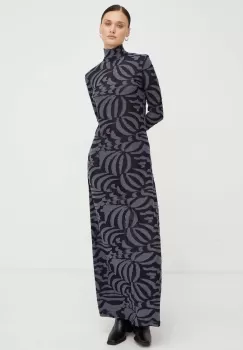 Resume rochie culoarea albastru marin, maxi, drept imagine