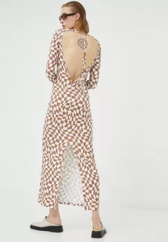 Resume rochie culoarea maro, maxi, drept imagine