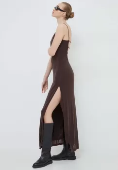 Resume rochie culoarea maro, maxi, evazati imagine