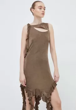 Resume rochie culoarea maro, mini, mulata imagine