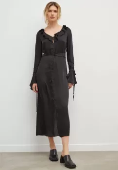 Resume rochie culoarea negru, maxi, drept imagine