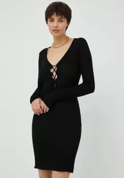 Resume rochie din lana culoarea negru, mini, mulata imagine