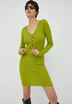 Resume rochie din lana culoarea verde, mini, mulata imagine
