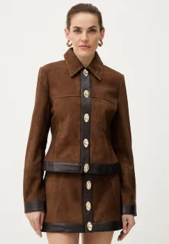 Retrofete geaca din piele intoarsa Nanna culoarea maro, de tranzitie, R-FW25-12093-19 imagine