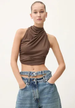 Rick Owens Lilies bluza femei, culoarea maro, neted, LI02D5121RV imagine