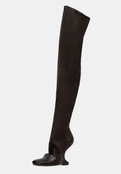 Rick Owens Lilies ghete de piele Cantilever 11 culoarea maro, toc pana, LI02E3801.LS imagine