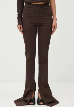 Rick Owens Lilies pantaloni Carmen culoarea maro, evazati, high waist, LI02E3331.JCVS imagine