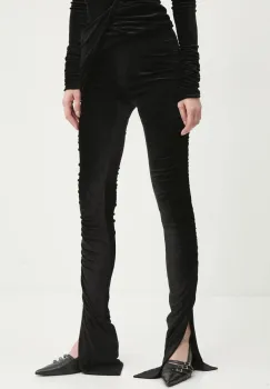 Rick Owens Lilies pantaloni de catifea culoarea negru, mulata, high waist, LI02D5335VST imagine