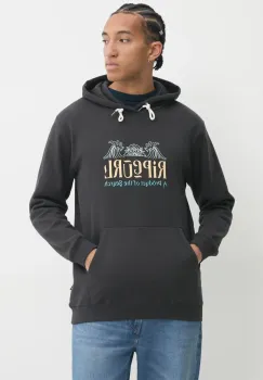 Rip Curl bluza DOWN THE LINE barbati, culoarea gri, cu gluga, cu imprimeu, 06HMFL imagine