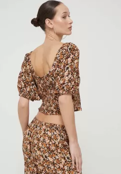 Rip Curl bluza femei, culoarea maro, modelator imagine