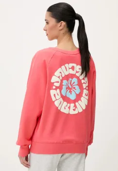 Rip Curl hanorac de bumbac LUXE SURF culoarea roz, cu imprimeu, 0ARWFL imagine