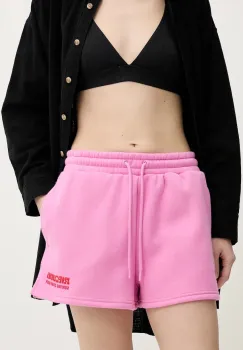 Rip Curl pantaloni scurti culoarea roz, cu imprimeu, high waist, 03KWWS imagine