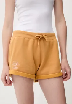 Rip Curl pantaloni scurti culoarea verde, cu imprimeu, high waist imagine