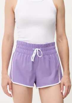 Rip Curl pantaloni scurti culoarea violet, cu imprimeu, high waist, 01QWBO imagine