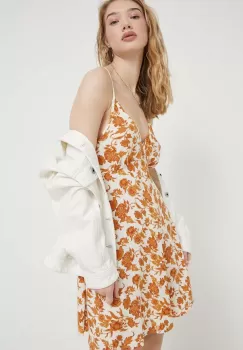 Rip Curl rochie culoarea galben, mini, evazati imagine