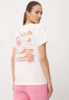 Rip Curl tricou din bumbac WAIKIKI culoarea bej, 0JAWTE imagine