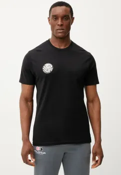 Rip Curl tricou din bumbac WETTIE ICON barbati, culoarea negru, cu imprimeu, 0QAMTE imagine