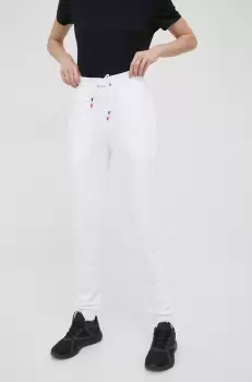 Rossignol pantaloni de trening din bumbac femei, culoarea alb, neted imagine