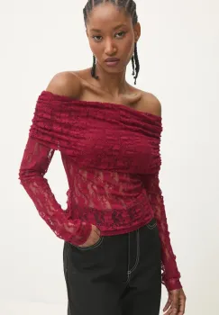 Rotate bluza 0 femei, culoarea bordo, modelator, 1132732197 imagine