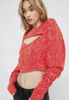 Rotate bluza femei, culoarea rosu, modelator imagine